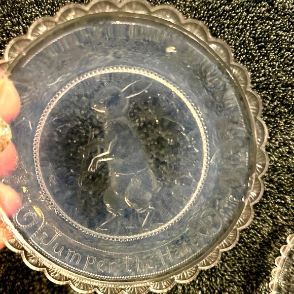 Thornton Burgess Plate Set of 3 Vintage Pairpoint Glass Baby Shower Gift - Picture 5 of 15